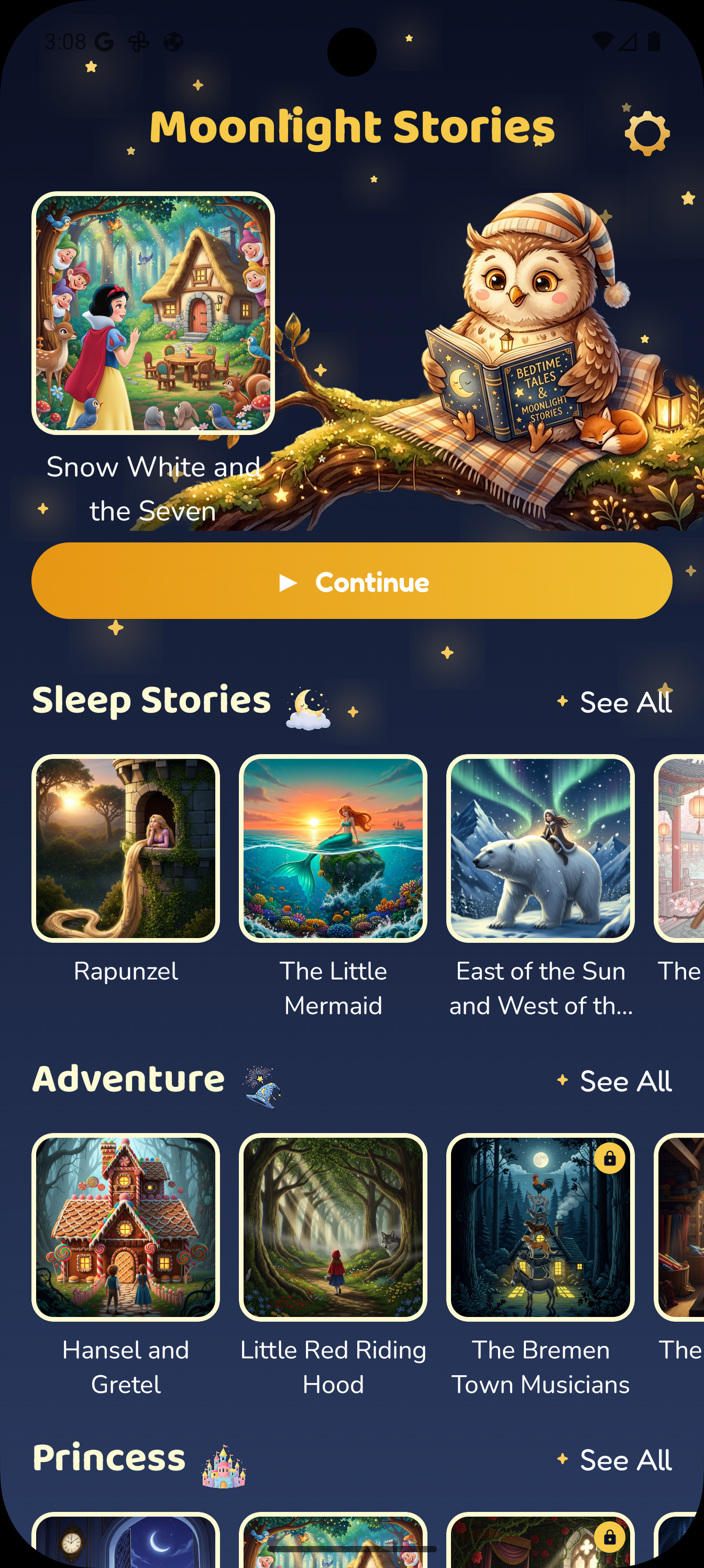 Moonlight Stories home screen